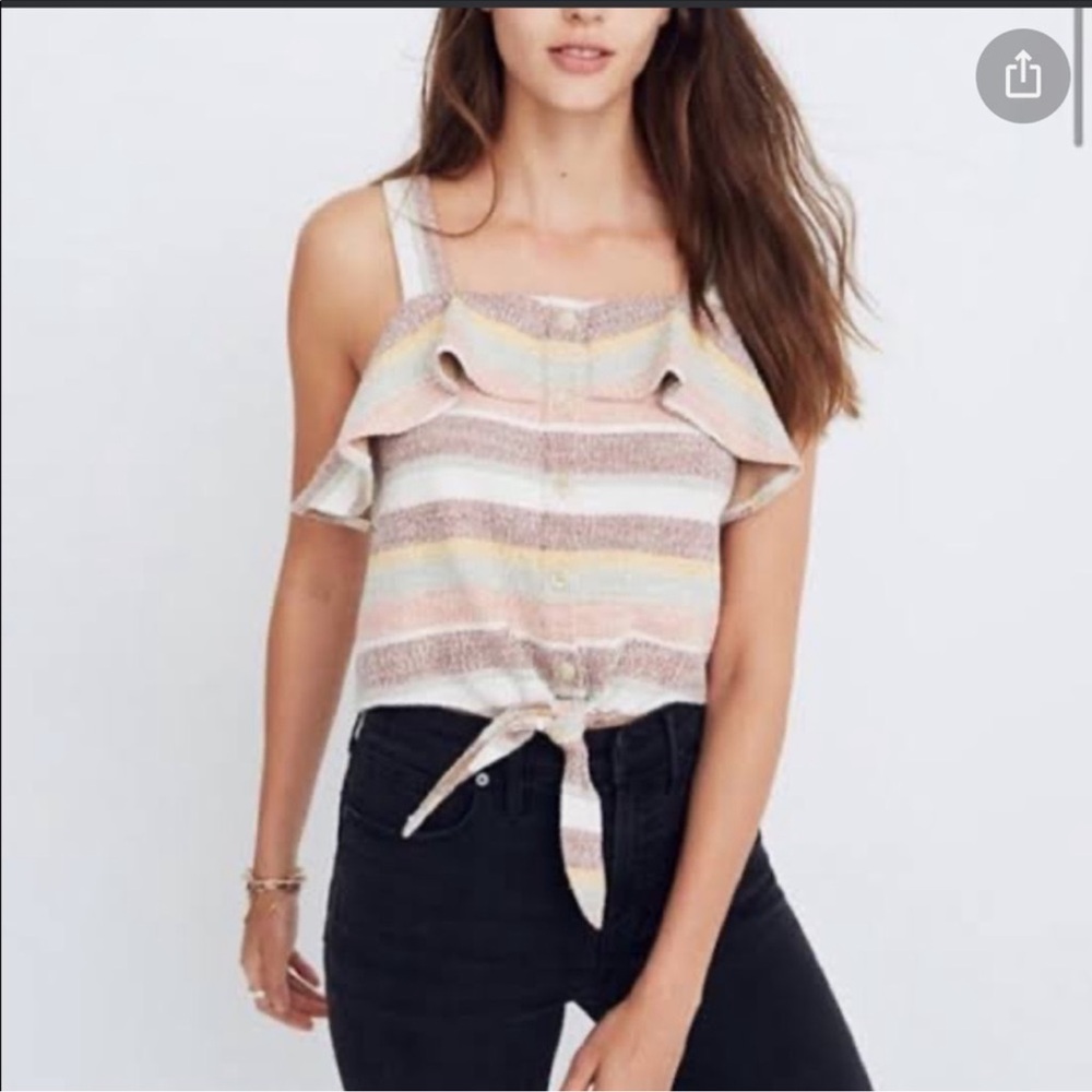 Nwot madewell textured and thred striped top